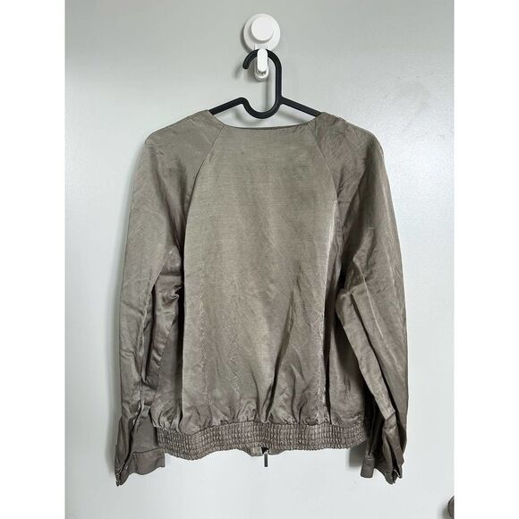 Zara Basic Satin Effect Bomber Jacket Size XS Khaki Green EUC - Picture 8 of 10